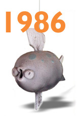 1986fish Happy Raku Fish in 1986